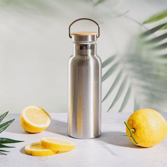 Sass & Belle Stainless Steel Water Bottle with Bamboo Lid