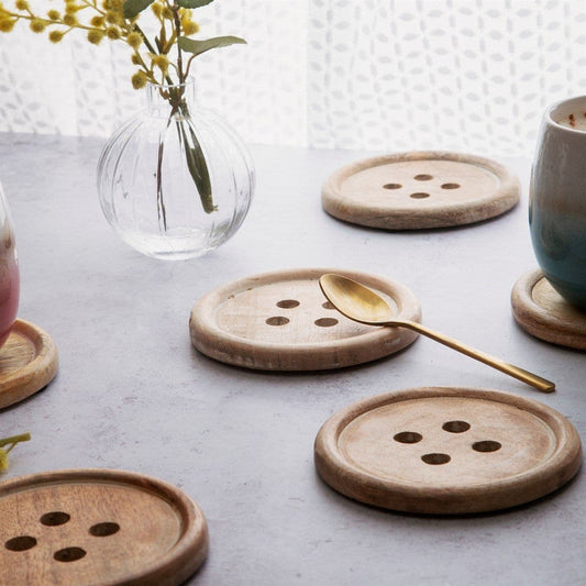 Sass & Belle Wooden Button Coasters (set of 6)